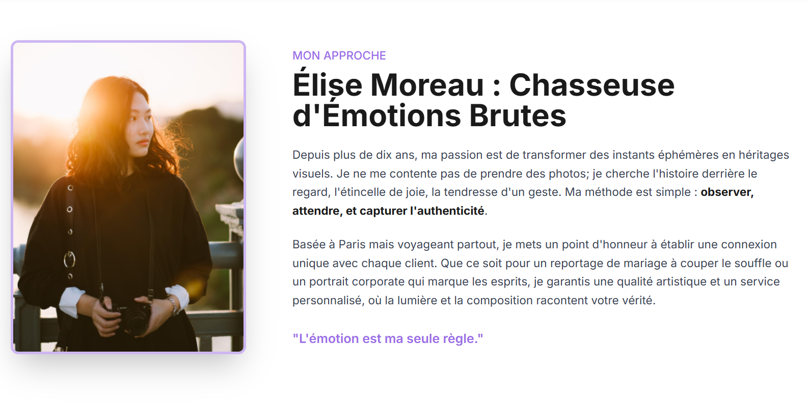 Portfolio Photographe